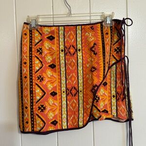 Free People Cleo Geometric-print Wrap Skirt